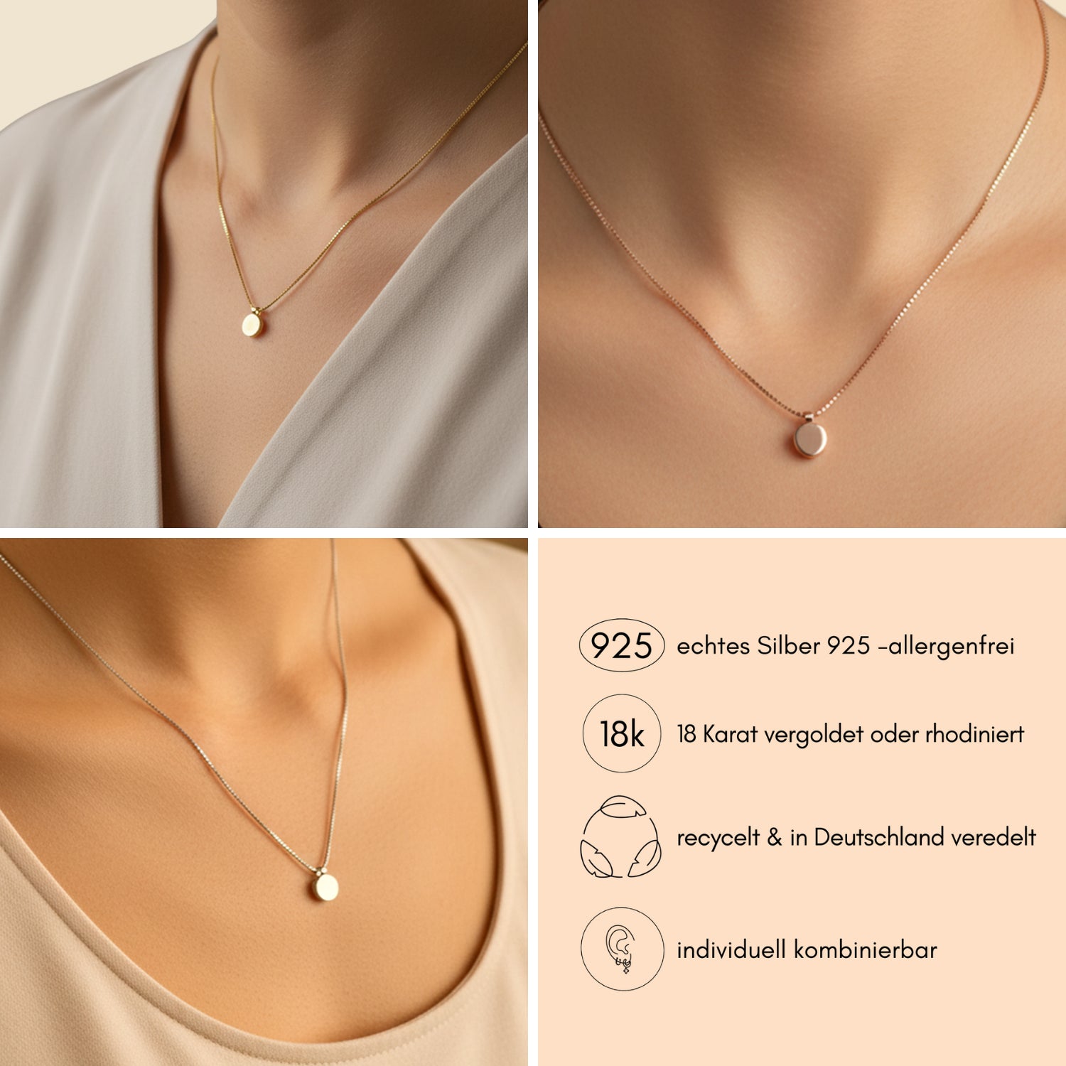 Kette Boxchain für wandelbares Medaillon